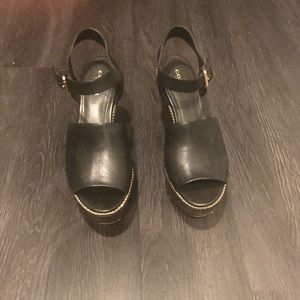 Black Coach Wedge Sandals - Size 6.5